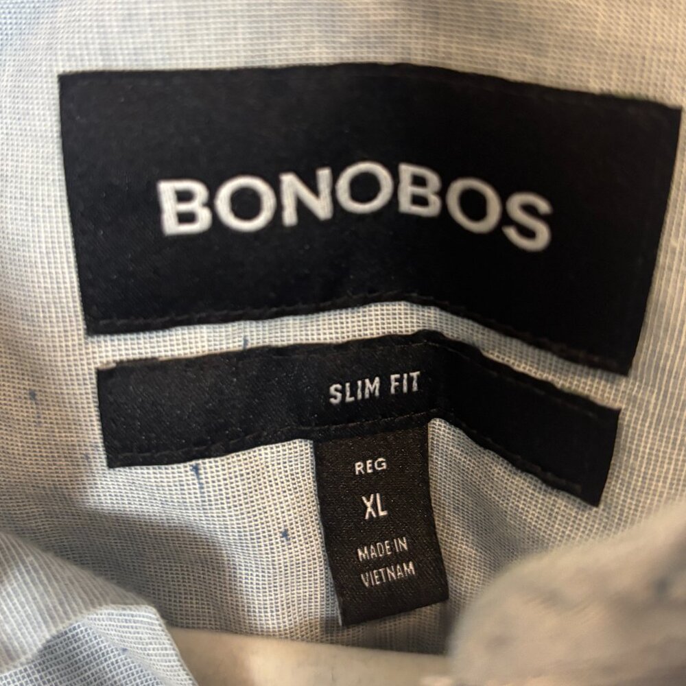 Bonobos Men’s XL Extra Large Slim Fit Button Down Dress Shirt Blue Marled Print - Picture 3 of 7
